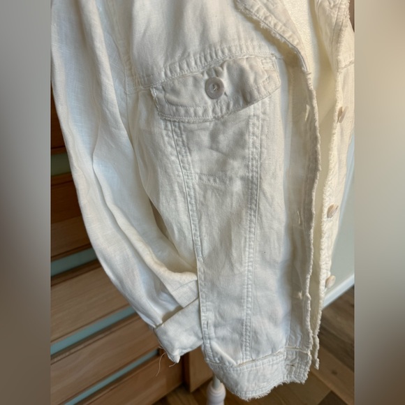 Nicole Miller Original Frayed Linen Jacket in White - Size L - Picture 5 of 7